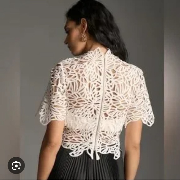 Anthropologie Forever That Girl White Floral Cutout Blouse - Picture 3 of 8